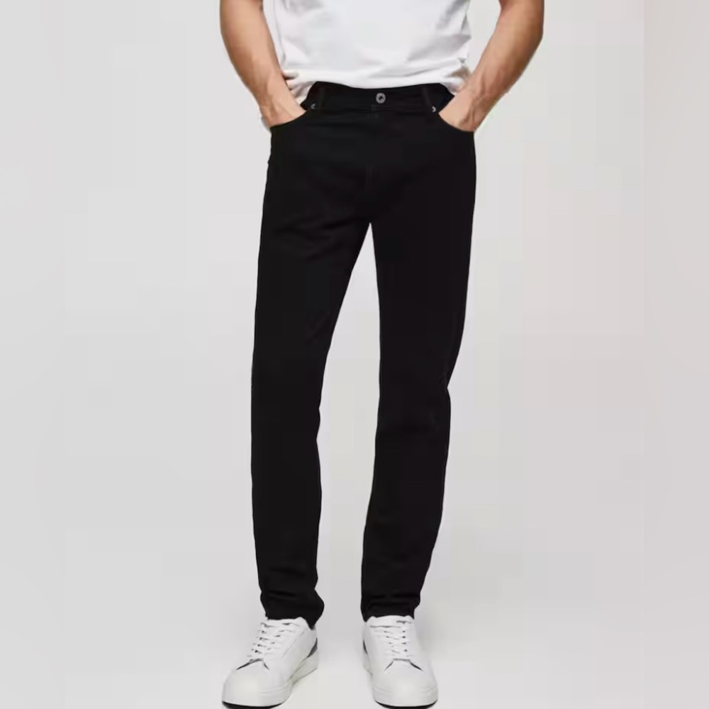MANGO Mens Jan slim-fit jeans | Size US 38, EU 48 | Black Denim NEW!!